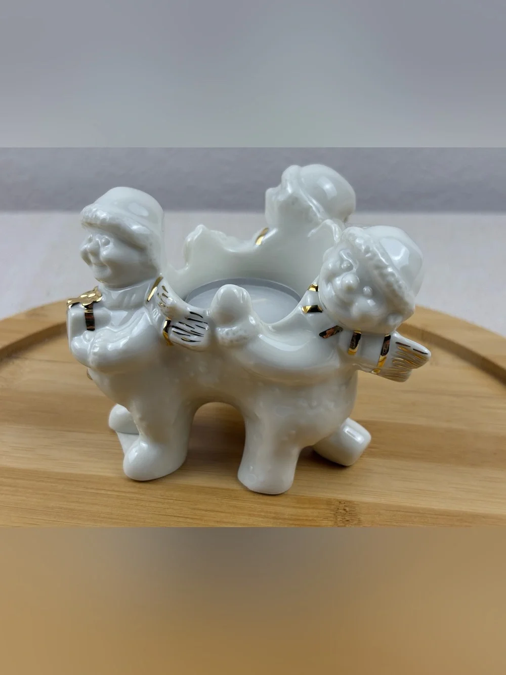 Vintage Mikasa Holiday Elegance Christmas Tea Light Candle Holder-Fine Porcelain